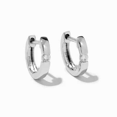 C LUXE by Claire's Sterling Silver 1/20 ct. tw.  Lab Grown Diamond 10MM Clicker Hoop Earrings