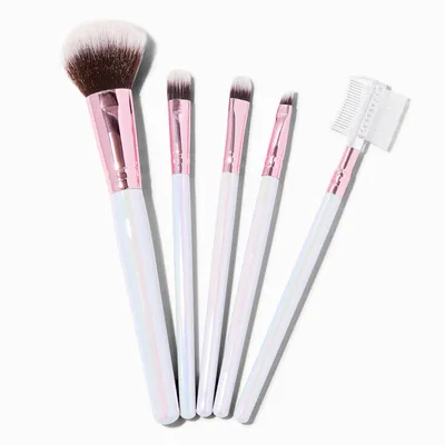 Holographic Pink Makeup Brush Set - 5 Pack