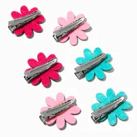 Claire's Club Glitter Flower Hair Clips - 6 Pack