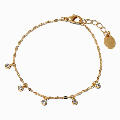 Gold-tone Cubic Zirconia Dainty Confetti Charm Bracelet