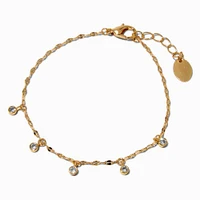 Gold-tone Cubic Zirconia Dainty Confetti Charm Bracelet