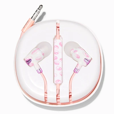 Pink Yin Yang Symbol Silicone Earbuds