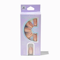 Gold Glitter Celestial Medium Oval Vegan Faux Nail Set - 24 Pack