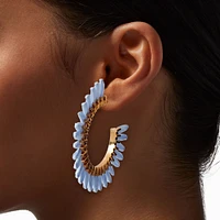 Pale Blue Raffia 30MM Hoop Earrings