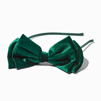 Green Velvet Bow Headband