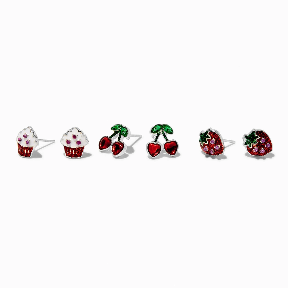 Valentine's Day Fruit Treats Stud Earrings - 3 Pack