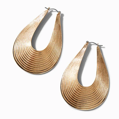 Gold-tone Textured Teardrop 60MM Hoop Earrings