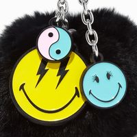 Smiley World® Black Pom Pom Keychain