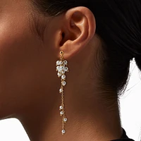 Gold-tone Pearl Cluster Drop Earrings