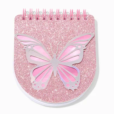 Glitter Butterfly Spiral Notepad