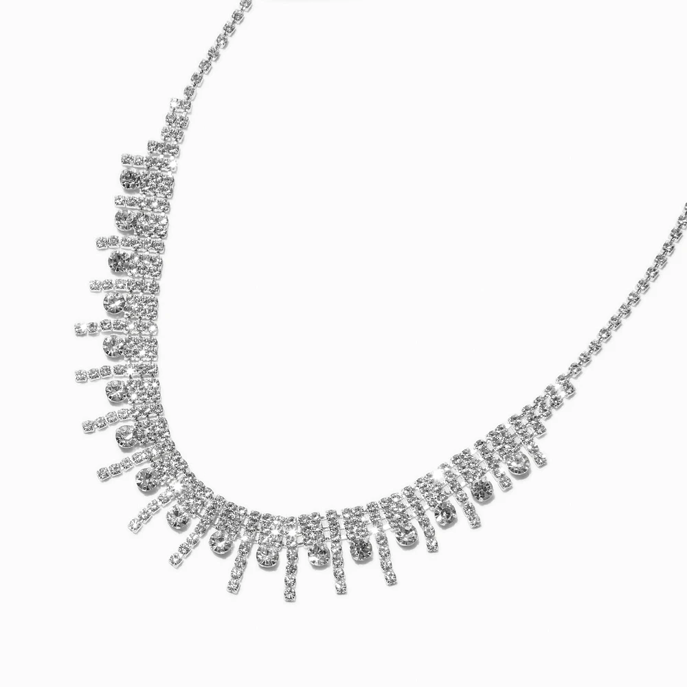 Silver-tone Rhinestone Statement Necklace