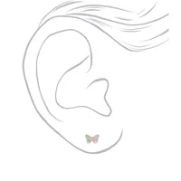 Sterling Silver Pastel Crystal Butterfly Stud Earrings