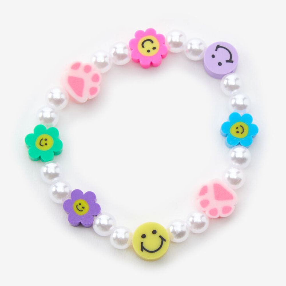 Claire\'s Happy Smiles Beaded Stretch Bracelet | CoolSprings Galleria