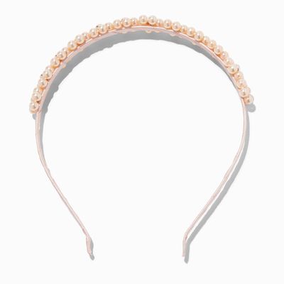 Rose Gold Pearl Flower Cluster Headband