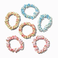 Silky Floral Hair Scrunchies - 6 Pack