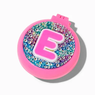 Bejeweled Initial Pop-Up Hair Brush Compact Mirror