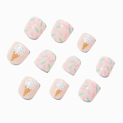 Claire's Club Ice Cream Square Press On Vegan Faux Nail Set - 10 Pack
