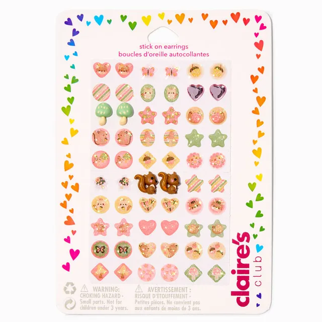 Claire's Club Pink Cat Stick On Earrings - 60 Pack