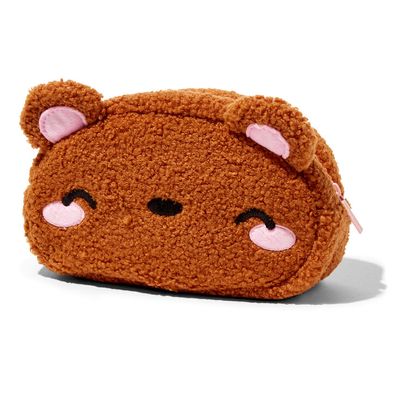 Brown Bear Sherpa Makeup Bag