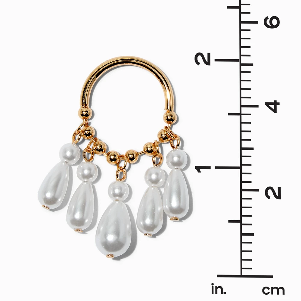 Gold-tone Pearl Cascade 2" Drop Earrings