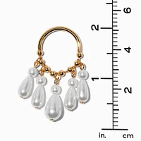 Gold-tone Pearl Cascade 2" Drop Earrings