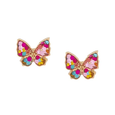 18Kt Gold Plated Stained Glass Butterfly Earrings
