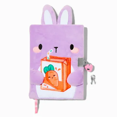 Purple Bunny Carrot Juice Plush Lock Diary