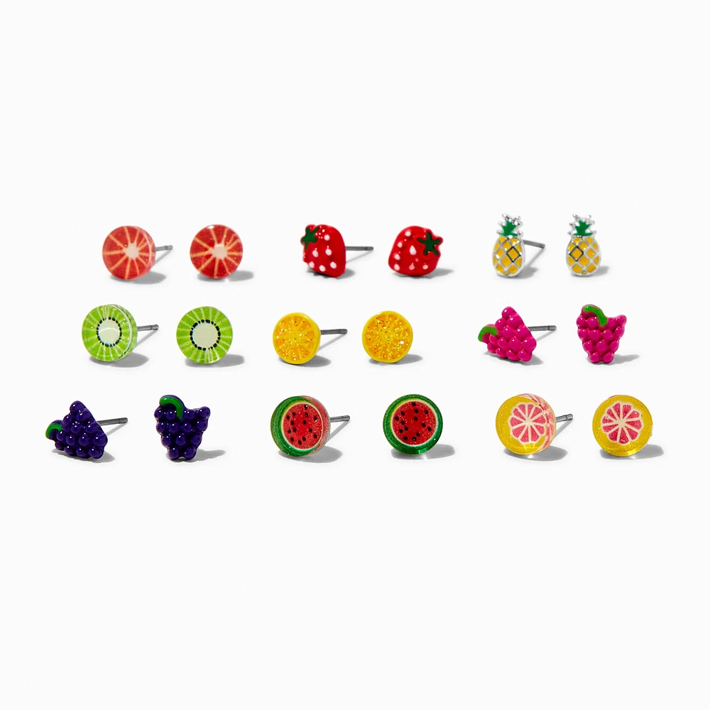 Fruit Acrylic Stud Earrings - 9 Pack