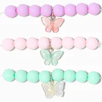 Claire's Club Butterfly Matte Beaded Stretch Bracelets - 3 Pack