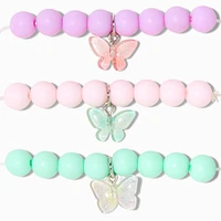 Claire's Club Butterfly Matte Beaded Stretch Bracelets - 3 Pack