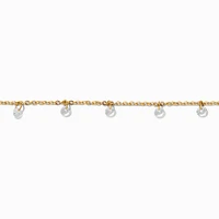 Gold-tone Stainless Steel Cubic Zirconia Confetti Chain Bracelet