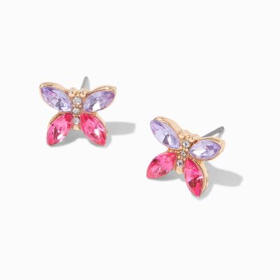 Pink & Purple Butterfly Stud Earrings