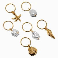 Gold Seashell Icon Hair Rings - 6 Pack