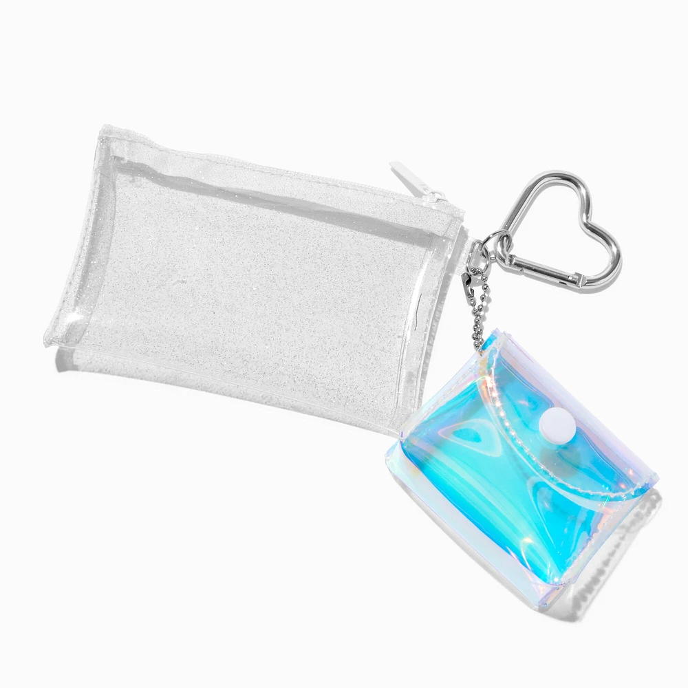 White & Teal Clear Coin Purse Set - 2 Pack