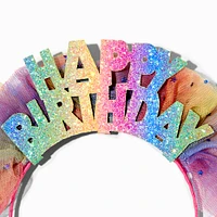 Claire's Club Rainbow Happy Birthday Glitter Tulle Headband