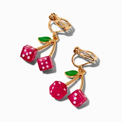 Cherry Dice 1" Clip-On Drop Earrings