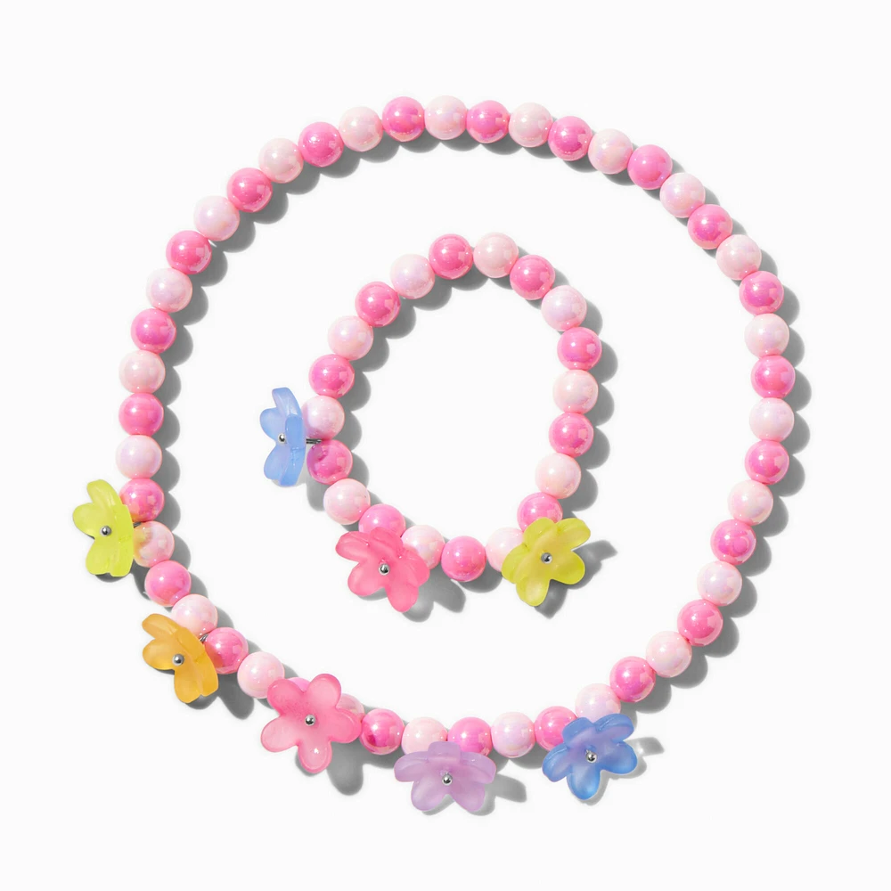 Claire's Club Flower Pink Beaded Jewelry Set - 2 Pack