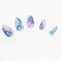 Pastel Marble Butterfly Stiletto Vegan Faux Nail Set -24 Pack