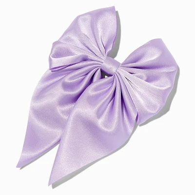 Purple Satin Hair Bow Clip