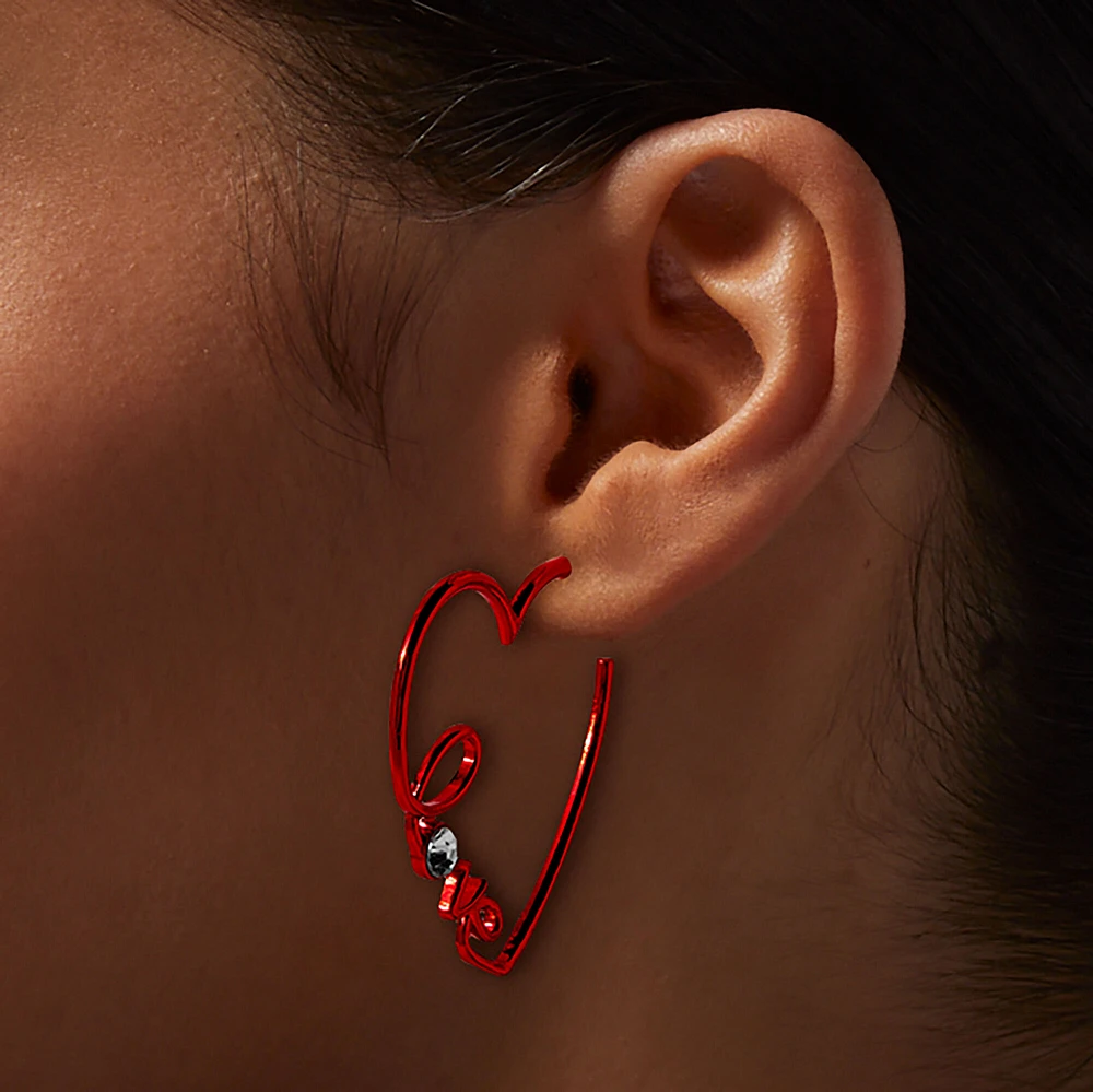 Valentine's Day "Love" Heart Hoop Earrings