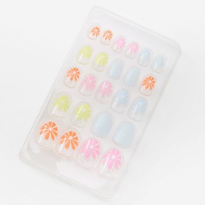 Clear Daisy Stiletto Press On Vegan Faux Nail Set (24 Pack)