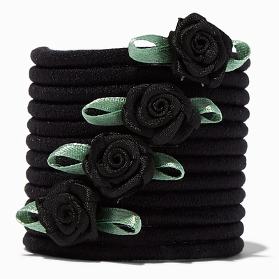 Black Rose Hair Ties - 4 Pack