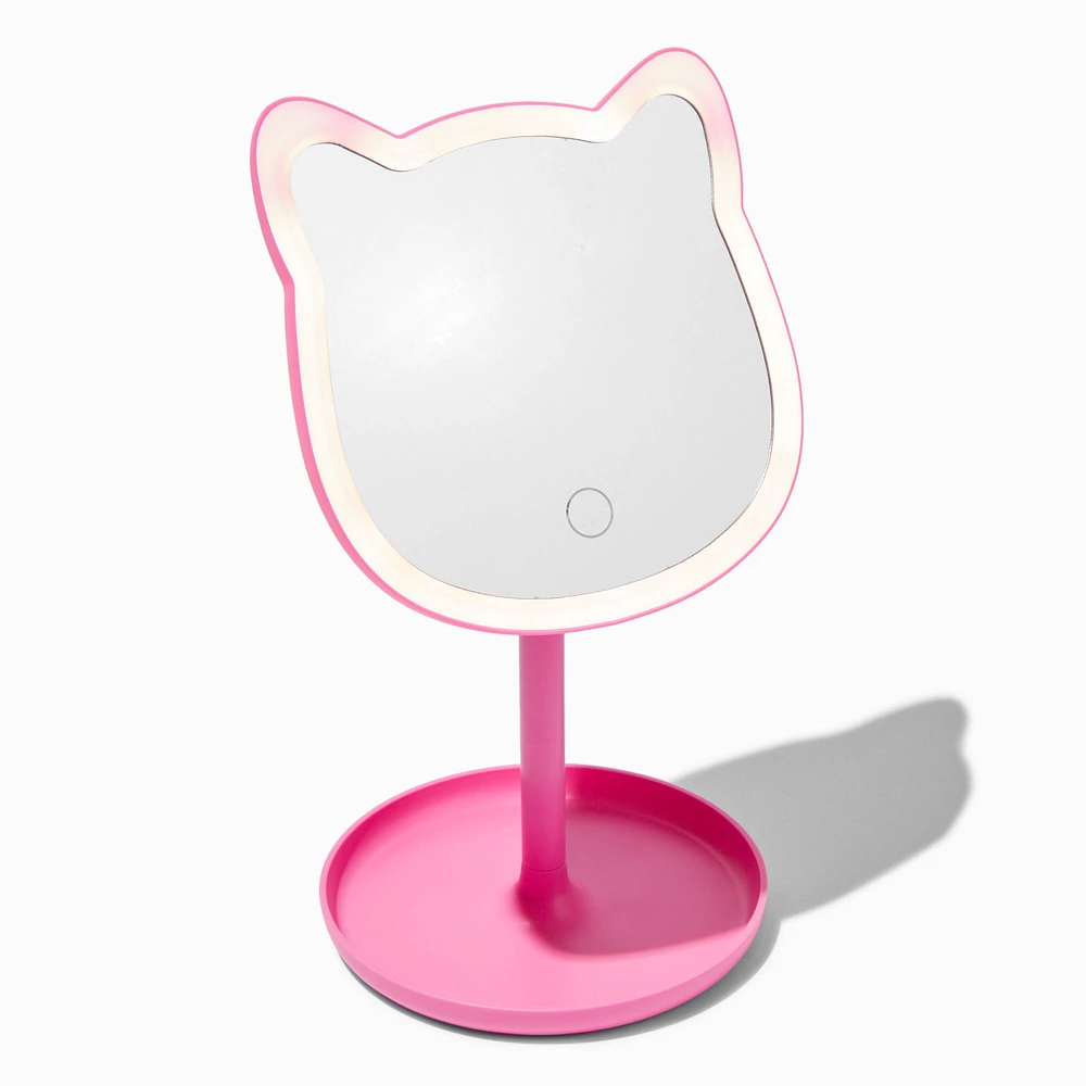 Pink Cat Shaped Light-Up Mirror