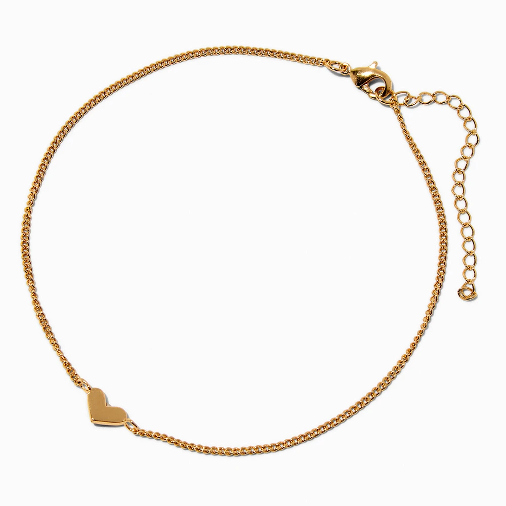 Gold-tone Single Heart Chain Anklet