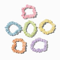 Happy Pastel Skinny Silky Hair Scrunchies - 6 Pack