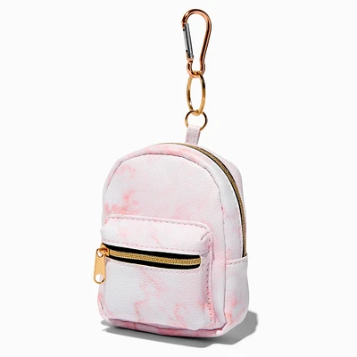 Pink Marble Mini Backpack Keychain