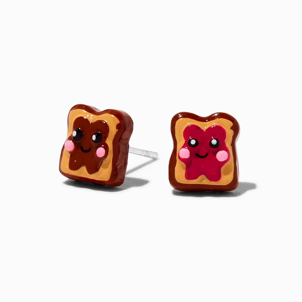 Sterling Silver Post Peanut Butter and Jelly Sandwich Stud Earrings