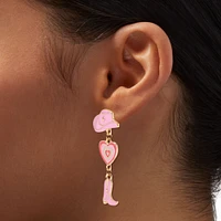 Pink Cowboy Hat & Boot Linear 2" Drop Earrings