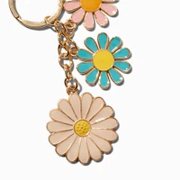 Triple Daisy Enamel Keychain