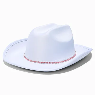 Claire's Club Pink Gem White Cowboy Hat